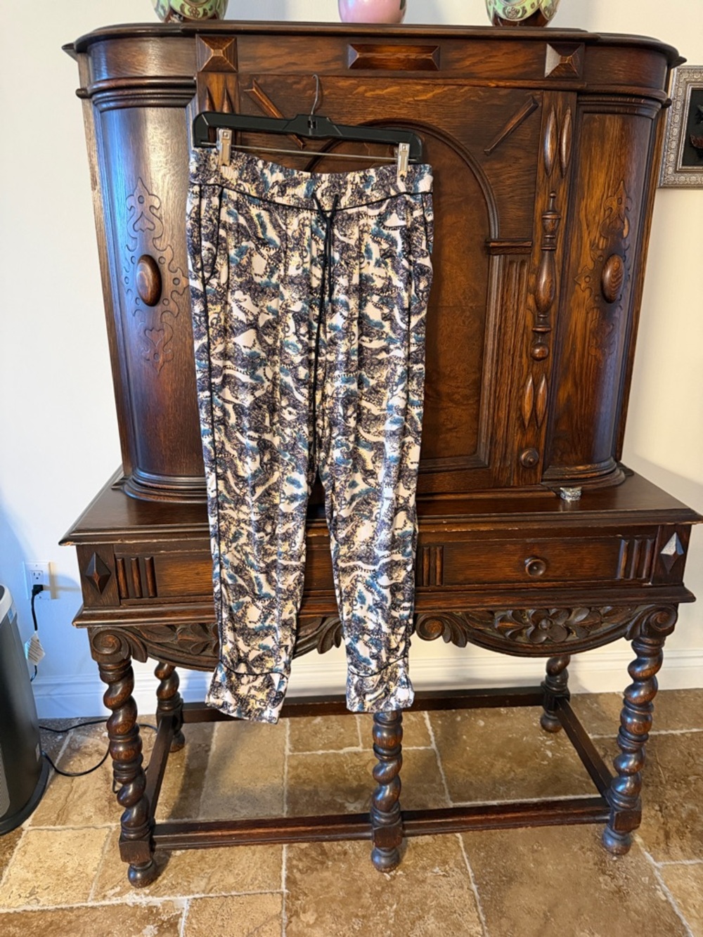 Zadig & Voltaire White and Blue Abstract Print Joggers